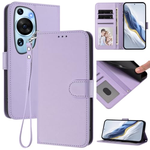 Compatible with Huawei P60 Art Case Cover,Compatible with Huawei P60 Art Phone Case,Solid Color flip Shockproof Case Cover Purple