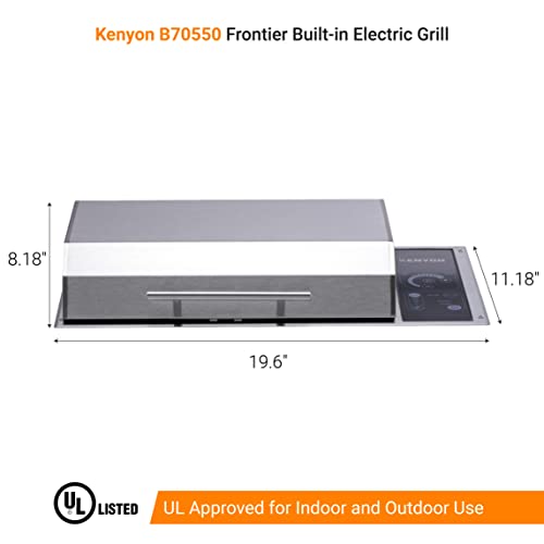 Kenyon Frontier Built-In Electric Grill, Single Burner With Intelliken Touch Control, Stainless Steel Body, Rust-Proof Grill, Ul-Approved For Indoor And Outdoor Use, Dishwasher Safe Grate, 120 Volts #TOP1