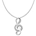 Produktbild Vinani Anhänger Note mit weißen Zirkonia elegant glänzend mit Schlangenkette 45 cm Sterling Silber 925 Kette Italien Notenschlüssel Musik 2ANO-S45