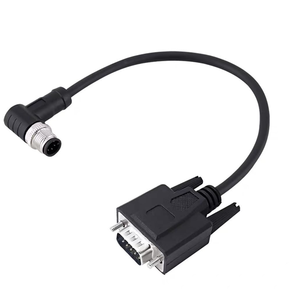 YCYUYUFUNS DB9 RS232 Waterproof Power Industrial Cable Assembly Right Angle M12 8Pin Male to D-Sub 9Pin Male Shielded Cable