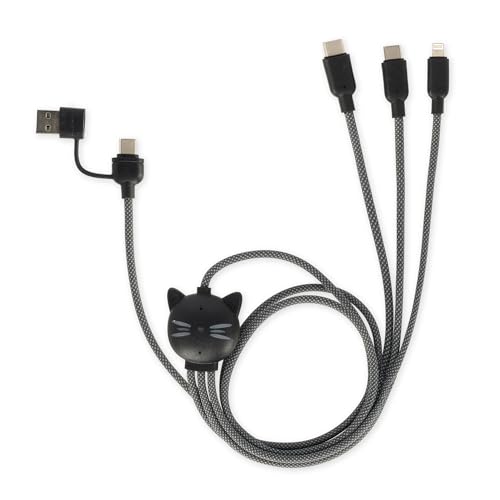 Image of LEGAMI - Three Hugs Kitty 3 in 1 Charging and Sync Cable 5 Ports with Type-C USB Adapter Fast Charge up to 60W/3A Length 120cm