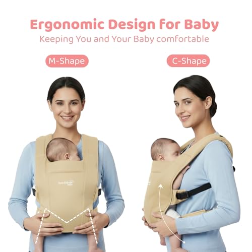 Image of Haus & Kinder Enlace Baby Carrier for 0 to 2 Years Baby, Ergonomic Baby Carry Bag for Newborn to Toddler, Soft Infant Carrier with Adjustable Straps, Breathable Lightweight Baby Carrying Bag, Up to 11.3 Kg (Beige)