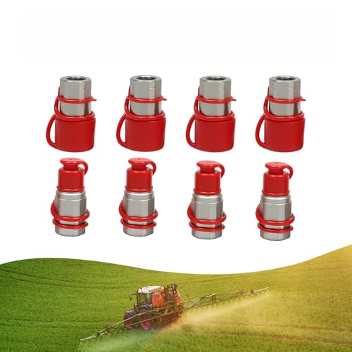 4 Pairs 1/2 Inch Hydraulic Pipe Quick Connector Male & Female, NPT Thread Hydraulic Quick Connect Tractor Couplers with Flat Seal Valve, for Industrial Liquids