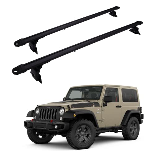 Roof Rack Cross Bars fit for Jeep Wrangler JK JL 2007-2020 Aluminum Cross Bar Replacement for Rooftop Cargo Carrier Bag Luggage Kayak Canoe Bike Snowboard Skiboard,Max Loading 330 lbs