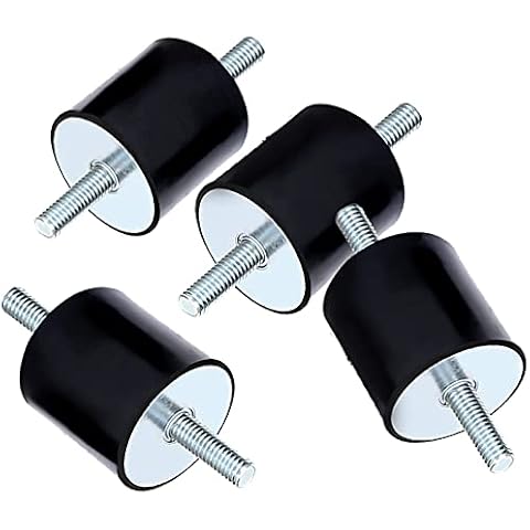 ASFINS Rubber Mounts M6 Anti Vibration Mount Rubber Isolation Mounts Shock Absorber, for Air Compressors Diesel Engines Gasoline Engines Water Pumps, with Double Screw Studs, 4pcs (25*20, M6*18) Cover