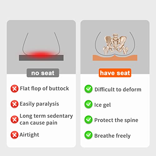 Yimiyaa Gel Enhanced Summer Seat Cushion Non-Slip Orthopedic Gel & Memory Foam Coccyx Protect Cushion For Office Chair Car Seat Cushion,Tailbone Pain Sciatica Back Pain Relief (Grey) #TOP4