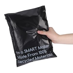 SMART 10×13 Recycled Poly Mailers – 100 Pack of Black Eco-Friendly Packaging Mailing Bags | Recyclable & Sustainable, Cute & Stylish Small Business Supplies | 2.5 Mil Thick – 100 Pack