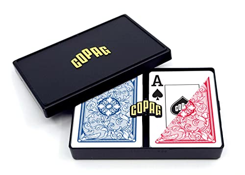 Copag Legacy Design 100% Plastic Playing Cards Poker Size Jumbo Index Red/Blue Double Deck Set