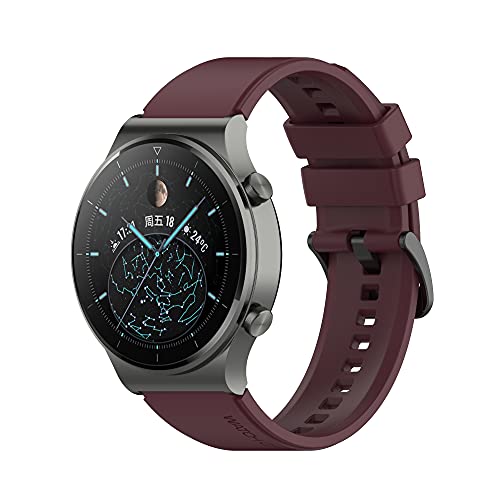 Bracelet en silicone rouge vin pour montre Huawei GT2 et GT3