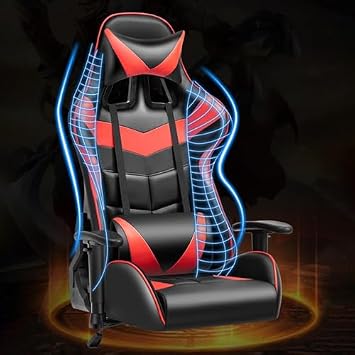 Ergonomic Gaming Chair With Footrest And Lumbar Support, Pu Leather High Back Video Game Chairs, Height Adjustable Computer Chairs With Headrest,Blue,Height 128,138CM