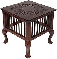 Vudy Mango Wood Walnut Finish Handmade Carving Classic for Living Room (Brown)