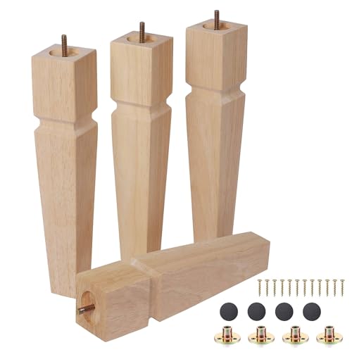 14 Inch Square Oak Furniture Legs – Heavy Duty Set of 4 (Natural)
