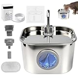 Fonte de Água pra Gato, Bebedouro para Gatos Silenciosa Inox Carvão Ativado LED Indicador Fonte De Água para Cães e Gatos (2,2L)