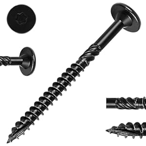 100Pcs Black Star Drive Wood Screws 6 inch – Rust Resistant Timber Deck Screws for Landscaping, Log & Timber Wood – Heavy-Duty Outdoor Fasteners (#14 x 6 Black)