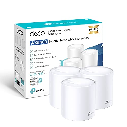 TP-Link Deco X60 AX5400 Whole Home Mesh Wi-Fi 6 System, Up to 7,100 Sq ft Coverage, 1 GHz Quad-Core CPU, Compatible with Amazon Alexa, HomeShield Security, Pack of 3