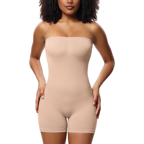 Strapless Shapewear Bodysuit Tummy Control Butt Lifter Seamless Shaper Sculpt Shortie with Adjustable Straps