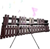 30 Note Glockenspiel Foldable Xylophone, Percussion Musical Instrument for Adults and Kids, 5mm Thickness Aluminum Bars (Coffee)