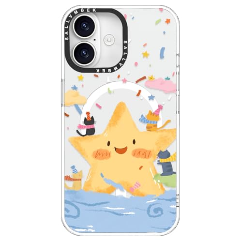 sallvmbek for iPhone 17 Case 6.3 inch,Compatible with MagSafe,Cute Star Print Pattern Design,Magnetic Magnet Mag Safe Shockproof Protective Clear TPU Bumper Cases Cover for Women Girly