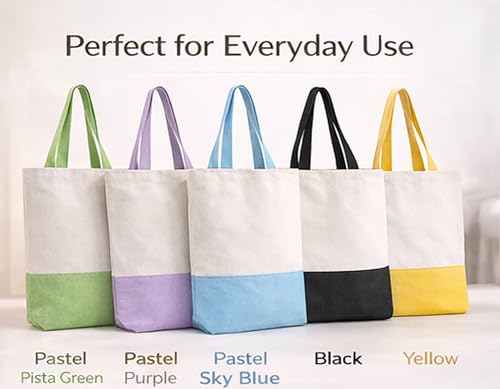 Image of Lify Heavy Duty Cotton Canvas Tote Bag Grocery Shopping Bag, Cotton Tote Bags eco-friendly for Schools, promotion, branding- 3 &4 Pc Pack