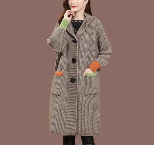 Women's Fall and Winter Large Size Hooded Long Knitted Sweater Coat2