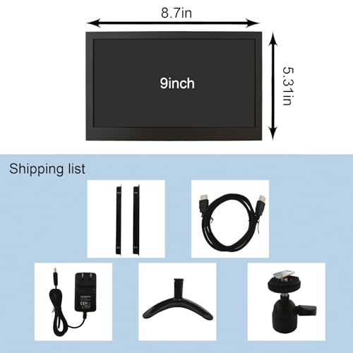 Image of VSDISPLAY 9 Inch High Brightness IPS LCD Monitor 1280x720 Portable Secondary Screen, 900 Nits, H /D VGA Input, for PC, Laptop, and Outdoor Use