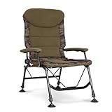 Dellonda Deluxe Portable Fishing/Camping Chair, Reclining, Padded Armrests and Back, Adjustable Height, Rotating Feet for Multiple Terrain, Foldable - DL73