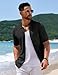 COOFANDY Men's Knit Button Down Shirts Short Sleeve Vintage Fashion Polo Shirts Casual Summer Beach Vacation Shirts Black