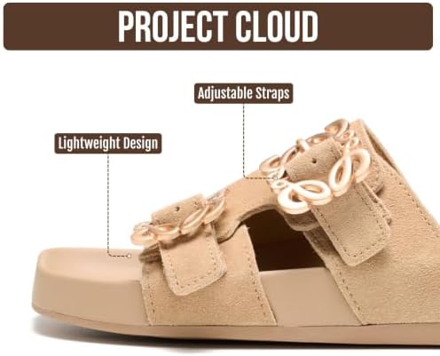 Project Cloud 100% Genuine Leather Dressy Flat Sandals for Women (Velora) — view 2