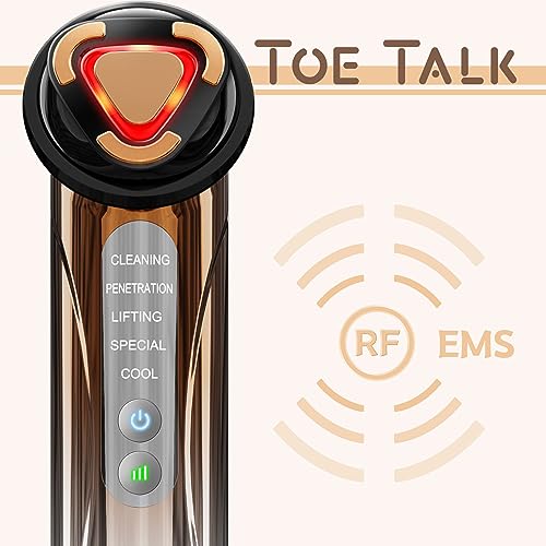 Radio Frequency Facial Machine - 5 In 1 Home Anti-Aging Skin Tightening Rejuvenation Skin Care Device, Light Therapy For Wrinkles Lifting High Frequency Face Massager With Ems #TOP1