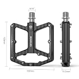 GEWAGE Pedały MTB – CNC aluminium, duża powierzchnia styku, antypoślizgowe 16 pinów, łożysko igiełkowe + 638 łożysk kulkowych, piaskowane i anodowane, idealne do rowerów MTB i gravel (Black)