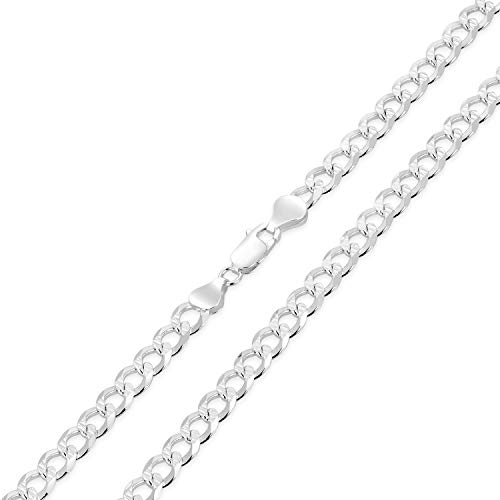 Nyc Sterling Authentic Solid Sterling Silver Cuban Curb Link Diamond-Cut .925 Itprolux Necklace Chains 3Mm - 7.5Mm, 16" - 30", Silver Chain For Men & Women, Made In Italy, (18, 7Mm) #TOP1