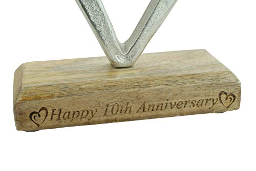 10Th Anniversary Rustic Metal Heart Decoration – Free Standing Aluminium & Wooden Decoration (Hssanni-10) #TOP1
