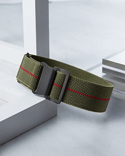 Image of BINLUN Elastic Nylon Watch Band 18mm 20mm 22mm Marine Nationale Fabric Military Parachute Replacement Watch Strap Men Women Silver & Black Buckle - Upgraded Hook-and-Loop Buckle