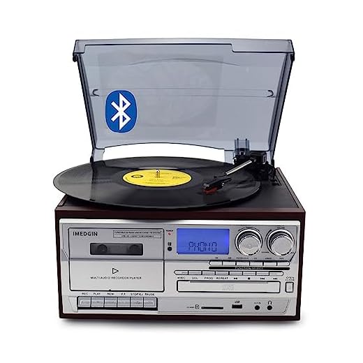 Leitor de discos de vinil vintage com alto-falantes embutidos, toca-discos todo-em-um, gramofone de 3 velocidades, fonógrafo com entrada auxiliar de fone de ouvido, marrom, 317 * 272 x 155 mm