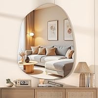 Hasipu Unregelmäßiger Wandspiegel Asymmetrischer Spiegel, 101 x 76 cm Dekorativer Einzigartiger Rahmenloser Spiegel für Schlafzimmer Badezimmer Wohnzimmer Eingangsbereich, Moderne Wanddekoration – Ansicht 8