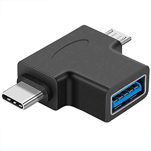 USB to Micro USB Adapter 2 in 1 OTG Converter USB 3.0 to Micro USB and Type C Adapter USB3.0 Female to Micro USB Male and USB C Male Connector (1 Pack)