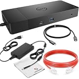 Dell WD19 Docking Station Bundle with USB-C and Dual Monitor Support - Full Package w/Dell WD19 Universal Dock, 180W Power Adapter, Thunderbolt 3 & Ethernet Cable, Cleaning Cloth (Renewed)