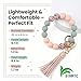 BIHRTC Key Ring Bracelet Car Keychain Holder Wristlet Silicone Women Beaded Bangle Chains（Light Pink，2.5 inch）