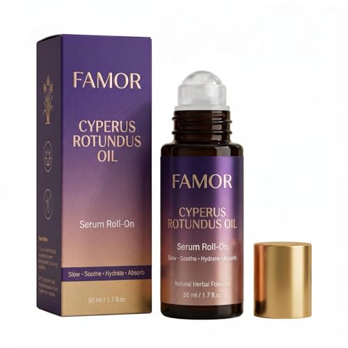 Cyperus Rotundus Oil - Natural Cyperus Rotundus Castor Oil for Hair - Effectively Reduces Unwanted Hair & Prevents Hair Regrowth - Roll-On Applicator for Face, Body & Sensitive Skin -1.7 Oz