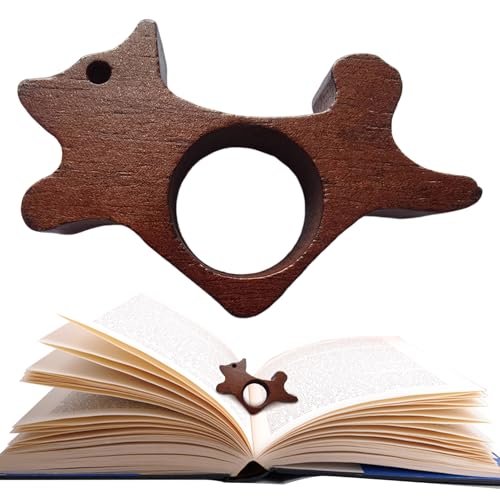 Book Page Holder - 2.2cm/0.86 in Wooden Dog Shape Bookmark,Thumb Page Holder for Reading,for Men Women Boys Girls Youth Teens Te