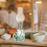 ELEOUTI Vintage Szklana Lampa Naftowa Biurko Retro Lampka Olej Naftowy Do Domu Gruba Odporna Wysoką Temperaturę Szklana Osłona Delikatna Dekoracja i Oświetlenie Awaryjne