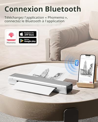 Imprimante A4 Bluetooth Phomemo M08F portable thermique sans fil pour Android iOS et PC Windows