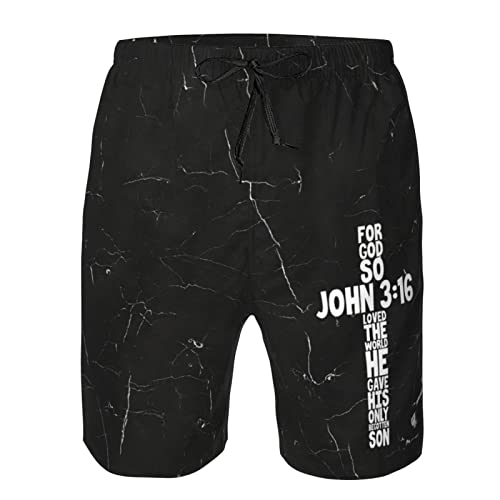 for God So Loved The World John 3：16 Christian Gifts Men's Shorts Casual Classic Fit Drawstring Summer Beach Shorts White