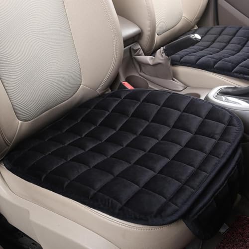 Image of Breathable Car Seat Cushion Cover Set with Memory Foam Padding & Storage Pouch - Universal Anti-Slip Front and Rear Seat Protector Mat for Cars, SUVs and Sedans (Black Combo)