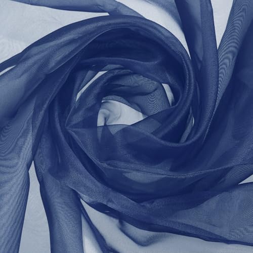 Organza bleu marine anti-pli rideau transparent fond de scène stable