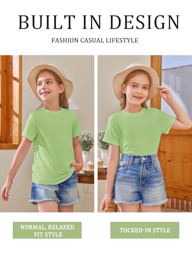 Image of Girls Short Sleeve T Shirts Kids Summer Tops Crewneck Tees 5-14 Years