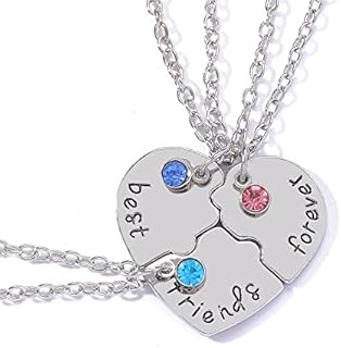 ShiQiao Spl BFF Necklace for 3 Girls Best Friend Birthday Gifts for Bestie Gifts for Women Matching Friendship Necklace 3 Pcs