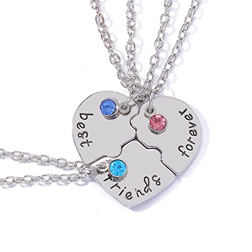 ShiQiao Spl BFF Necklace for 3 Girls Best Friend Birthday Gifts for Bestie Gifts for Women Matching Friendship Necklace 3 Pcs