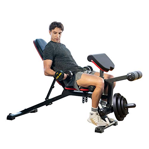 Adjustable Weight Bench Multipurpose Incline Decline Heavy Duty Exercise Bench with Leg Extension and Leg Curl for Strength Training Workout Home Gym