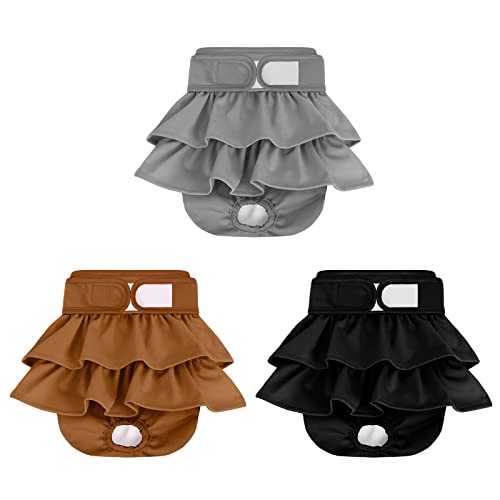 Image of Reusable Dog Diapers Female 3 Pack Washable Highly Absorbent Doggy Diapers Female, Flexible Doggie Diapers, Leak-Proof Durable Puppy Diapers for Dog Period Heat Incontinence Potty Training, XS